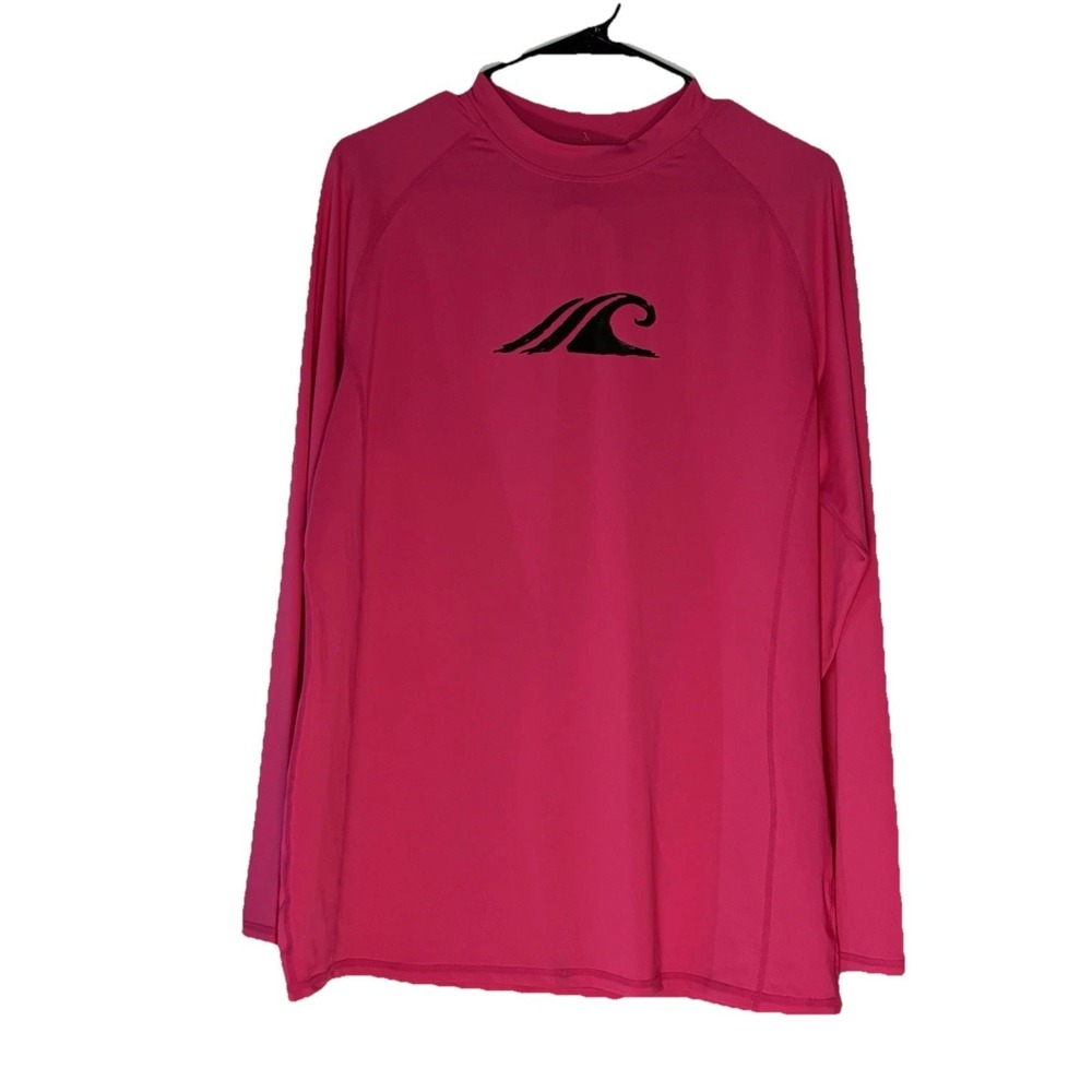 Men Shirt TSLA‎ UPF 50+ UV Protection Pink Athletic Long Sleeve Crew Neck XL